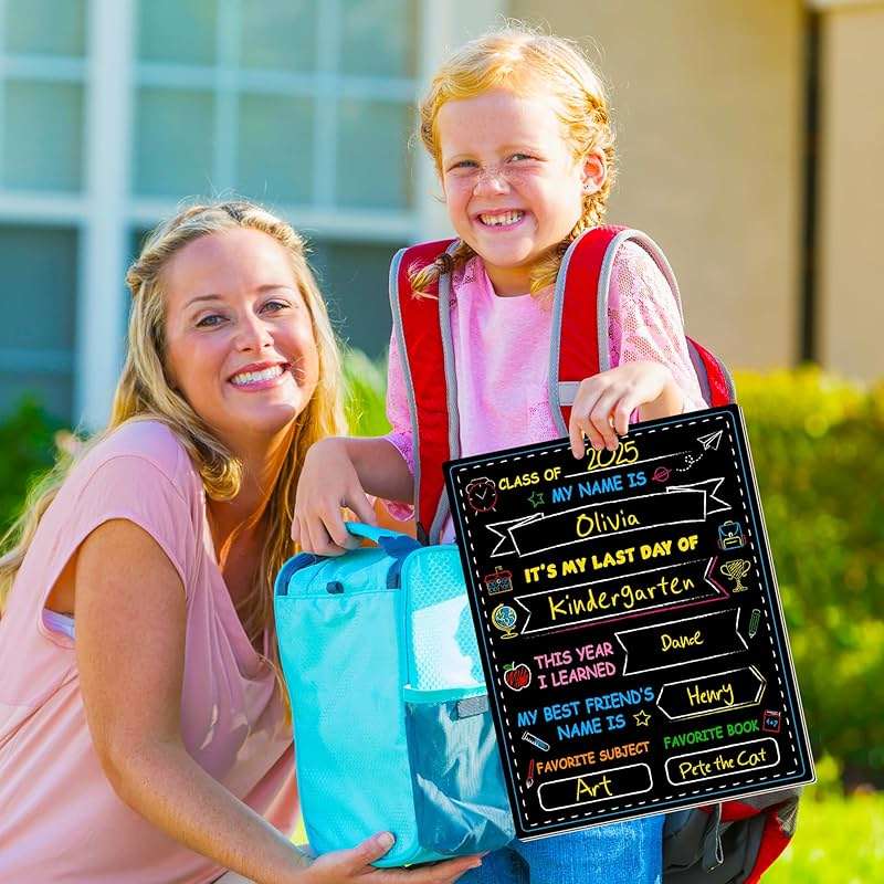 Melisheer First & Last Day of School Chalkboard, Personalized Paper Back to School Supplies, 14 X 11 in Erasable Double Sized First Day of School Board for Kids Son Daughter - Image 7