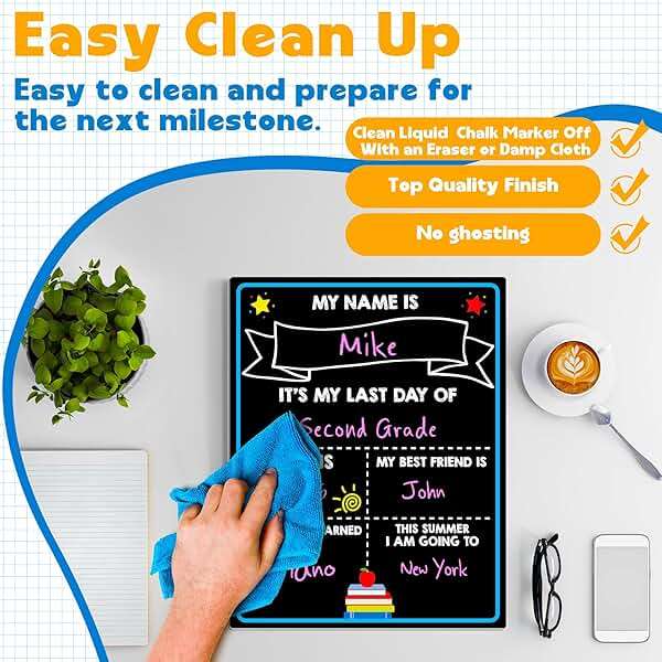 First Day of School Chalkboard, Reusable Back to School Sign, 14 x 11 in Beautiful Double Sized First Day of School Board, Paper Preschool Signs for Kids - Image 5