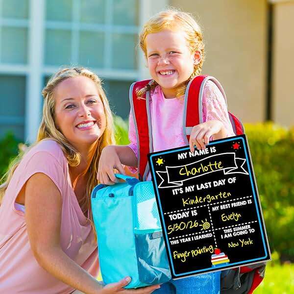 First Day of School Chalkboard, Reusable Back to School Sign, 14 x 11 in Beautiful Double Sized First Day of School Board, Paper Preschool Signs for Kids - Image 7