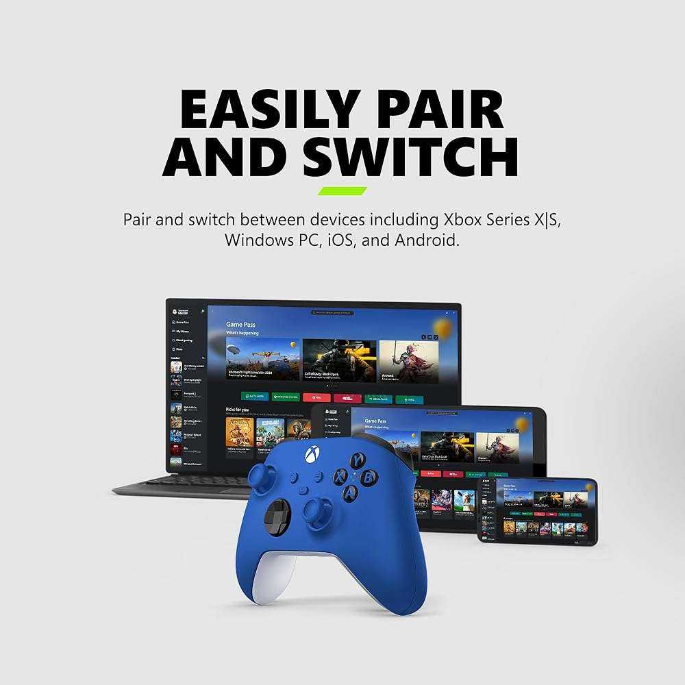 XBOX Wireless Gaming Controller | Shock Blue | Console, PC, & Cloud Devices | Textured Grip | Wireless, Bluetooth, USB-C Connectivity - Image 8