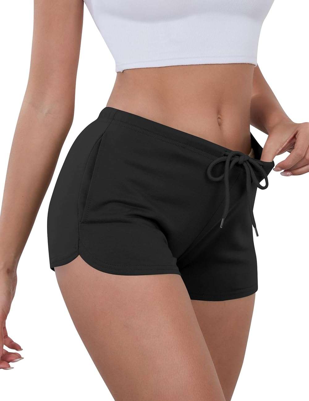 IECCP Sweat Shorts Women Comfy Workout Athletic Dolphin Shorts Low Rise Lounge Pajama Mini Shorts with Drawstring and Pockets - Image 1