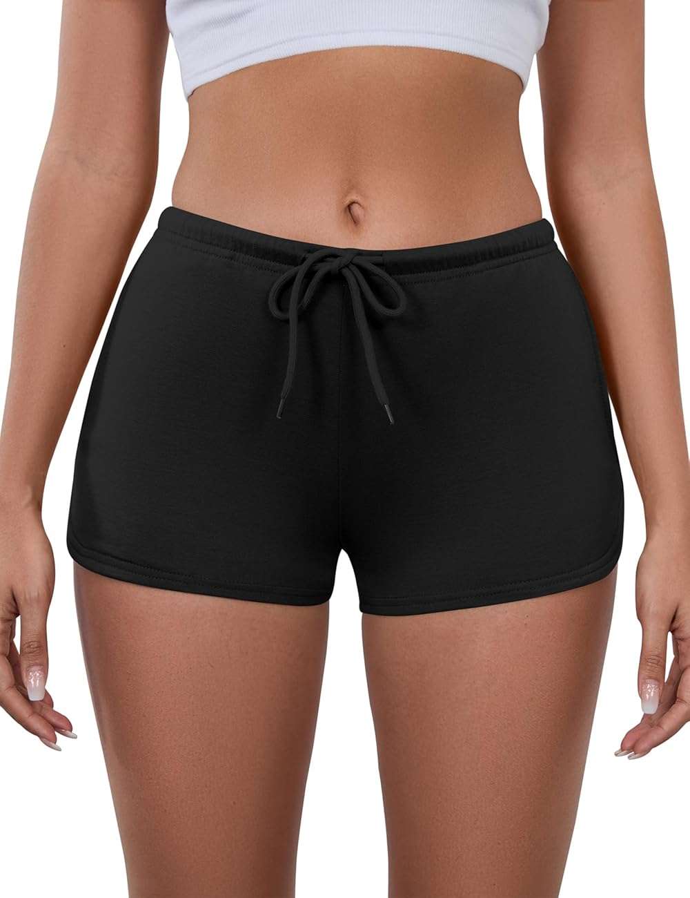 IECCP Sweat Shorts Women Comfy Workout Athletic Dolphin Shorts Low Rise Lounge Pajama Mini Shorts with Drawstring and Pockets - Image 5