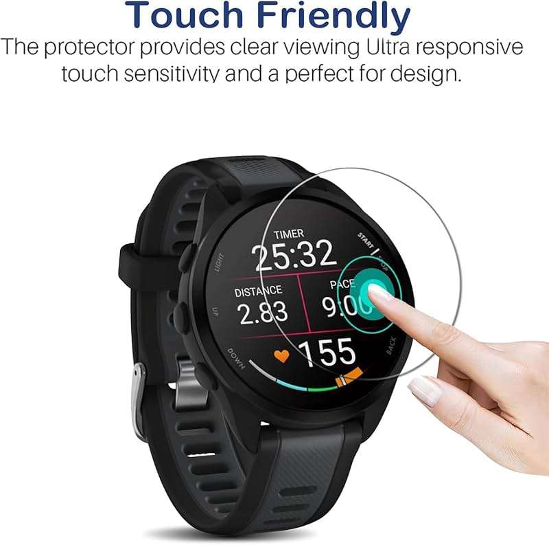 LIANCGJUE 4 Pack Anti-Scratch Film for Garmin Forerunner 165 Screen Protector, 9H Hardness Tempered Glass Full Protective for Garmin Forerunner 165 Smartwatch - Image 3