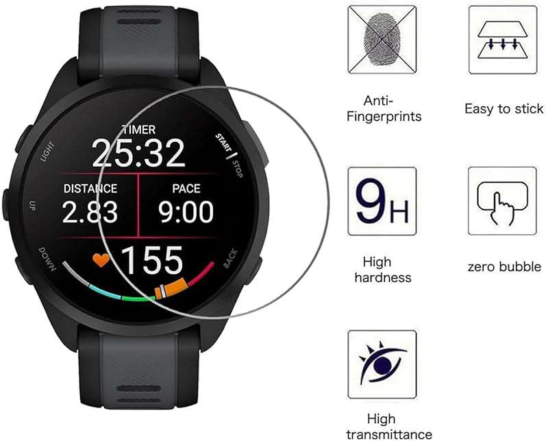 LIANCGJUE 4 Pack Anti-Scratch Film for Garmin Forerunner 165 Screen Protector, 9H Hardness Tempered Glass Full Protective for Garmin Forerunner 165 Smartwatch - Image 4
