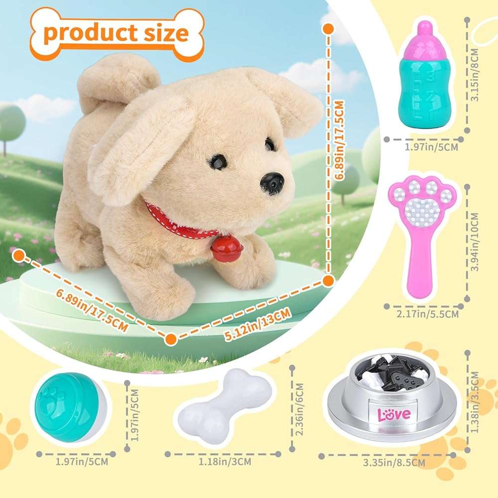 Fegalop Electric Interactive Dog Plush Golden Retriever Toy Puppy Plush Pet Dog-Walking,Barking,Tail Wagging Interactive Companion Animal Toys School Prize Birthday for Kids Toddler Boys Girls - Image 3