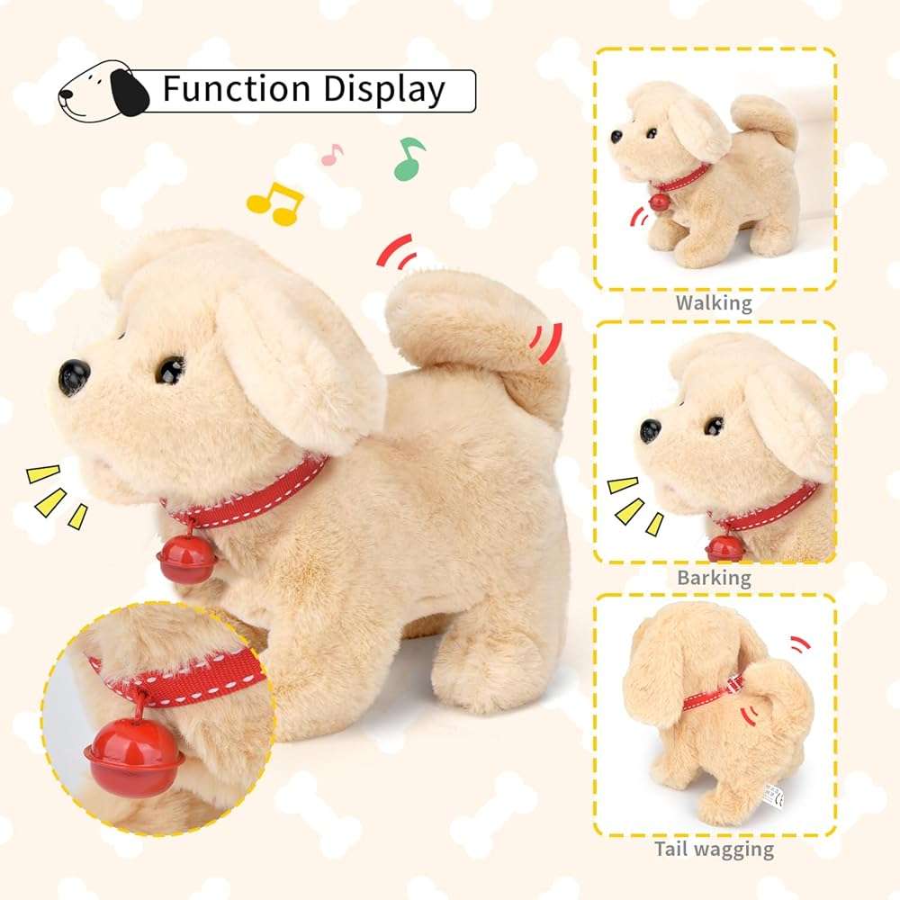 Fegalop Electric Interactive Dog Plush Golden Retriever Toy Puppy Plush Pet Dog-Walking,Barking,Tail Wagging Interactive Companion Animal Toys School Prize Birthday for Kids Toddler Boys Girls - Image 4