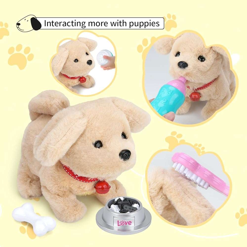 Fegalop Electric Interactive Dog Plush Golden Retriever Toy Puppy Plush Pet Dog-Walking,Barking,Tail Wagging Interactive Companion Animal Toys School Prize Birthday for Kids Toddler Boys Girls - Image 5