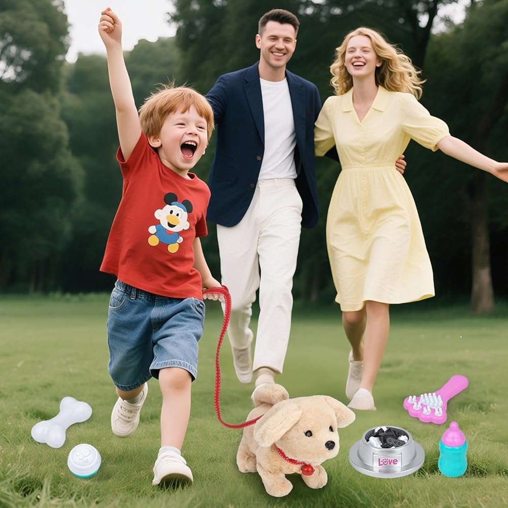 Fegalop Electric Interactive Dog Plush Golden Retriever Toy Puppy Plush Pet Dog-Walking,Barking,Tail Wagging Interactive Companion Animal Toys School Prize Birthday for Kids Toddler Boys Girls - Image 7