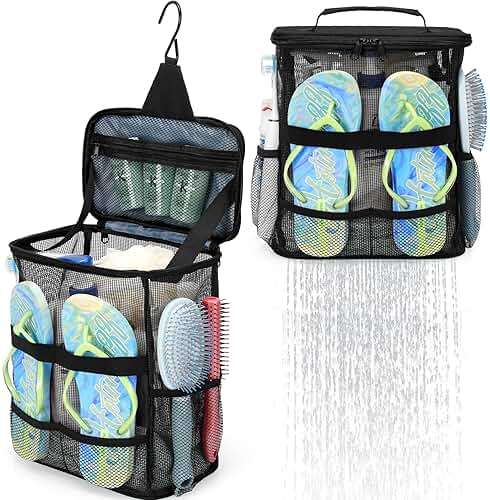 Dorm Room Essentials for Guys Girls Boys, Quick Dry Mesh Shower Caddy Portable, Large Capacity Toiletry Bag with Hanging Hook, Travel Beach Camping Cruise Ship Essentials, Birthday Gifts for Women Man - Image 3