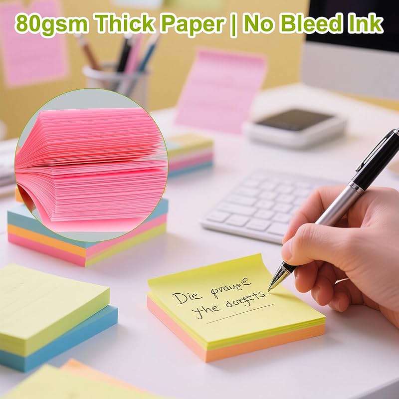 Sticky Notes 3x3 in,8 Bright Colors,16 Pack Colored Sticky Notes Pads, Self-Stick, Recyclable, and Reusable Sticky Notes - Easy to Post for Office, School, Home - Image 3