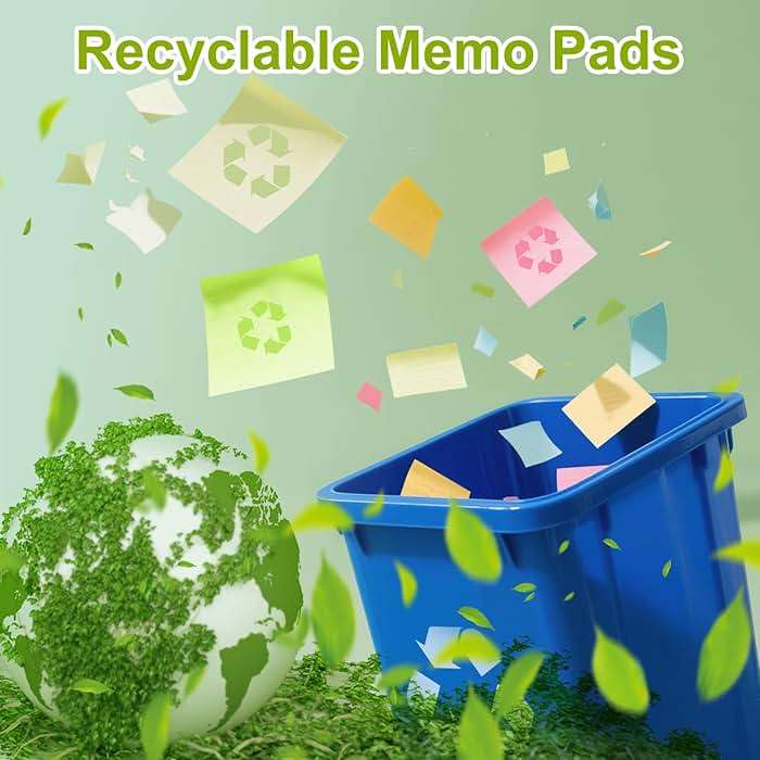 Sticky Notes 3x3 in,8 Bright Colors,16 Pack Colored Sticky Notes Pads, Self-Stick, Recyclable, and Reusable Sticky Notes - Easy to Post for Office, School, Home - Image 6