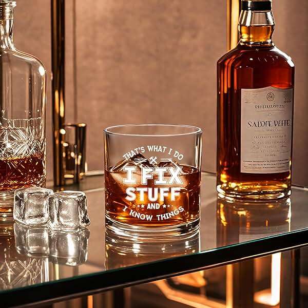 Fathers Day Gift for Dad, That's What I Do I Fix Stuff and I Know Things Whiskey Glass, Funny Gifts for Men, Birthday Christmas Gifts for Dad Grandpa Uncle Brother Husband Him, 10Oz - Image 5