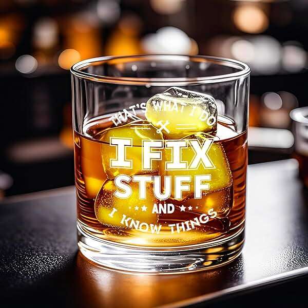 Fathers Day Gift for Dad, That's What I Do I Fix Stuff and I Know Things Whiskey Glass, Funny Gifts for Men, Birthday Christmas Gifts for Dad Grandpa Uncle Brother Husband Him, 10Oz - Image 7