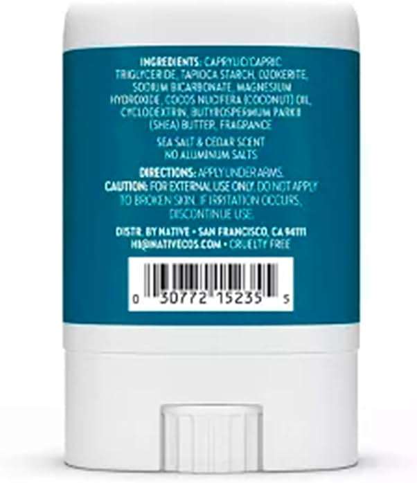 Native Deodorant Mini - For Men & Women - Sea Salt & Cedar - Trial Size - 0.35 Oz - Pack Of 02 - Image 3