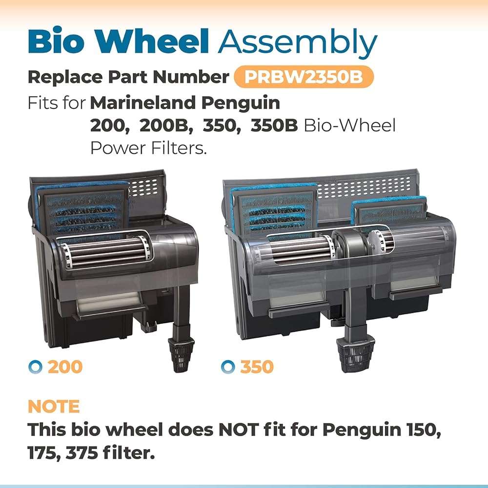 ANTOBLE Bio Wheel Assembly Fish Tank Aquarium Filter Replacement Parts Compatible with Marineland Penguin 200 200B 350 350B Bio-Wheel Power Filters (2 Pack, Replace PRBW2350B) - Image 3