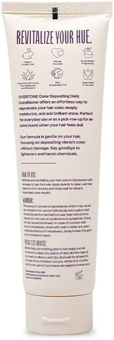 Overtone Daily Color Depositing Conditioner - 4.5oz Temporary Coloring Conditioner with Shea Butter & Coconut Oil - Refresh Color & Prevent Fading- Vegan & Cruelty-Free, Purple for Brown is Royal Plum - Image 3