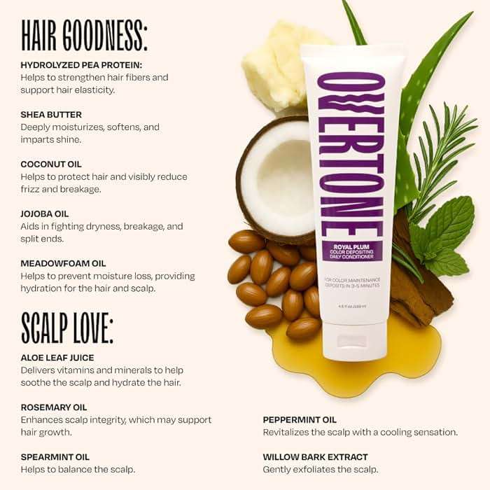 Overtone Daily Color Depositing Conditioner - 4.5oz Temporary Coloring Conditioner with Shea Butter & Coconut Oil - Refresh Color & Prevent Fading- Vegan & Cruelty-Free, Purple for Brown is Royal Plum - Image 6