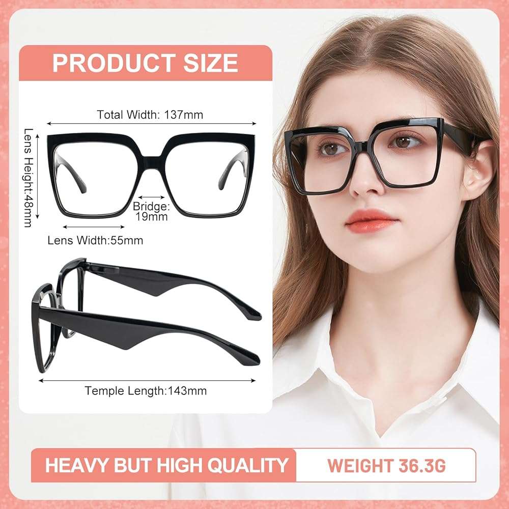MARE AZZURO Oversized Reading Glasses Women Fashion Readers with Spring Hinge1.0 1.5 2.0 2.5 3.0 3.5 4.0 - Image 5