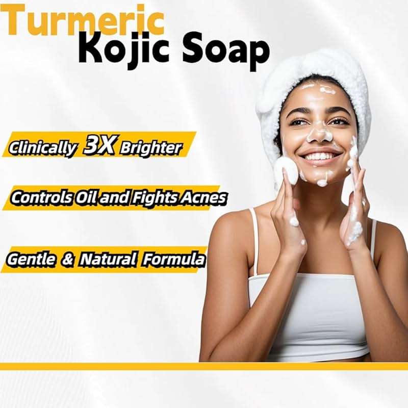 Uselective Lemon & Turmeric Soap Bar for Dark Spots, Powered by Kojic Acid & Vitamin C - Deeply Moisturizing with Amino Acids & Shea Butter - SLS Free for Face/Body - Image 2