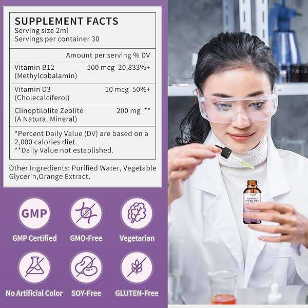 Zeolite Drops for Women - 99%+ Pure Natural Volcanic Ash, Vegan，Non-GMO，Sugar Free- Supports Immune Health, Supports Natural Metabolism， Energy Enhancement (2 Fl Oz) - Image 6