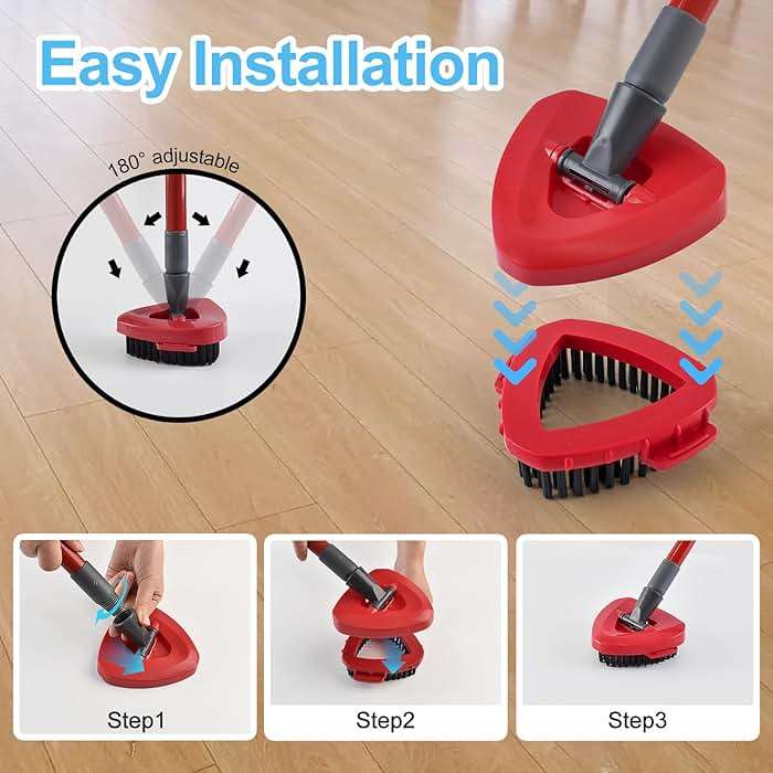 Spin Mop Handle,Mop Head,Base and Brush for OCedar RinseClean 2 Tank System,Include 2 Microfiber Spin Mop Replacement Head,4 Section 30-58" Iron Mop Handle,1 Base and 1 Scrub Brush for Floor Cleaning - Image 3