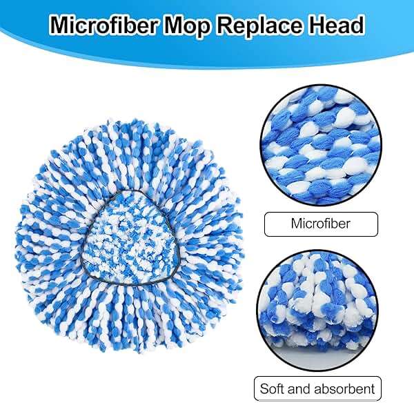 Spin Mop Handle,Mop Head,Base and Brush for OCedar RinseClean 2 Tank System,Include 2 Microfiber Spin Mop Replacement Head,4 Section 30-58" Iron Mop Handle,1 Base and 1 Scrub Brush for Floor Cleaning - Image 4