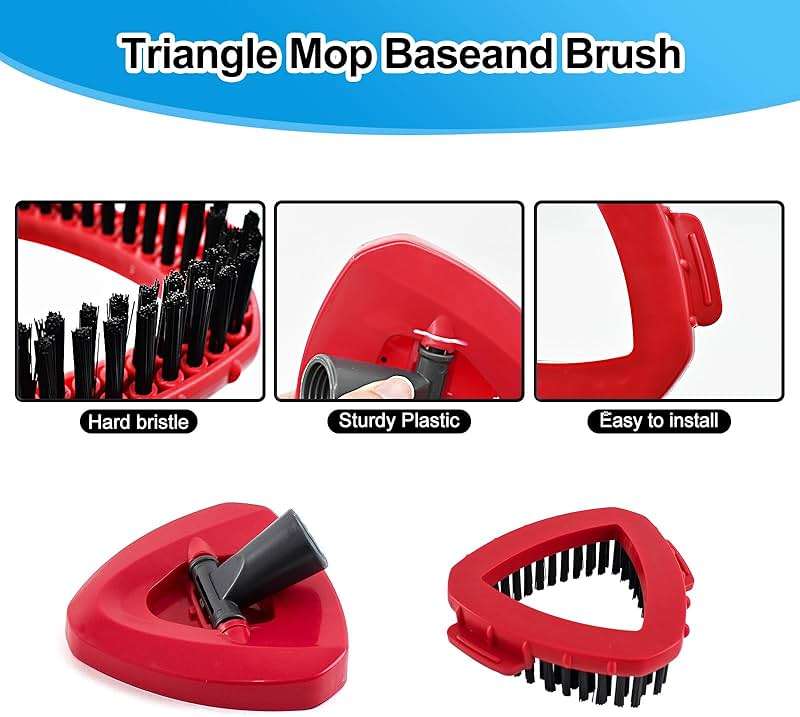 Spin Mop Handle,Mop Head,Base and Brush for OCedar RinseClean 2 Tank System,Include 2 Microfiber Spin Mop Replacement Head,4 Section 30-58" Iron Mop Handle,1 Base and 1 Scrub Brush for Floor Cleaning - Image 8