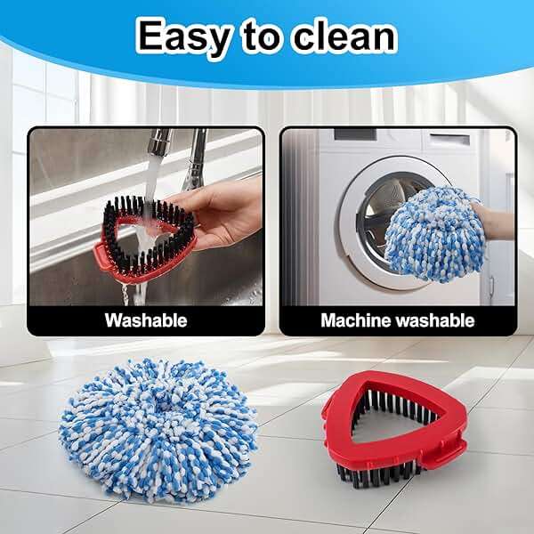 Spin Mop Handle,Mop Head,Base and Brush for OCedar RinseClean 2 Tank System,Include 2 Microfiber Spin Mop Replacement Head,4 Section 30-58" Iron Mop Handle,1 Base and 1 Scrub Brush for Floor Cleaning - Image 9