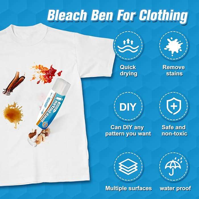 Bleach Pen for Clothes & Grout, 4 in 1 Dual-Tip Stain Remover Gel Pen with Precision Tip & Brush Head, Portable Travel-Size Cleaner for White Laundry, Bathroom Tile Lines, Mold & Mildew, Lemon Scent - Image 4
