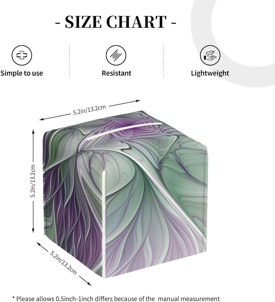 Flower Dream, Abstract Purple Green Fractal Art Luxury Leather Tissue Box with Elegant Tissue Lid and Sophisticated Office Decoration - Image 3
