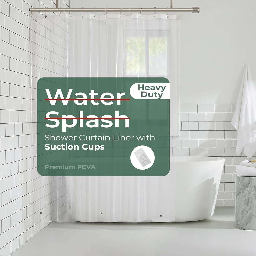 HARBOREST Clear Shower Curtain Liner with Side Suction Cups, Premium PEVA Plastic Shower Liner with 3 Magnets, Waterproof Bathroom Curtain, 72 x 72, Heavy Duty Clear - Image 1
