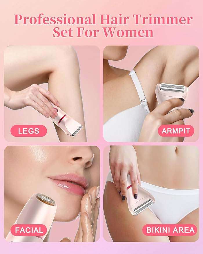 Bikini Trimmer for Women, Electric Razor for Pubic Hair 3-in-1, Bikini Shaver for Legs Body Hair, Womens Electric Razor IPX6 Waterproof, Gifts for Women,Pink - Image 3