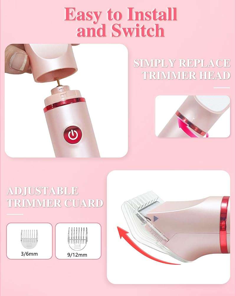 Bikini Trimmer for Women, Electric Razor for Pubic Hair 3-in-1, Bikini Shaver for Legs Body Hair, Womens Electric Razor IPX6 Waterproof, Gifts for Women,Pink - Image 4