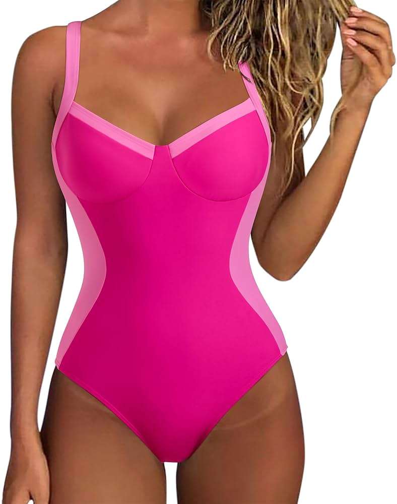 SUUKSESS Womens Tummy Control One Piece Swimsuit Sexy Crisscross Back Bathing Suit - Image 1