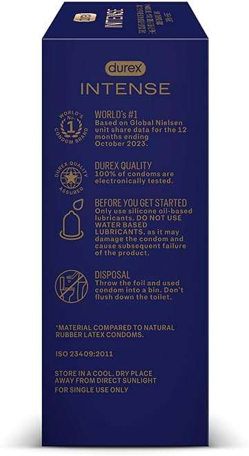 Durex Intense Nitrile Condoms, Ultra Thin Premium Non Latex Condoms Lubricated with Silicone Lube, 24 ct - Image 11