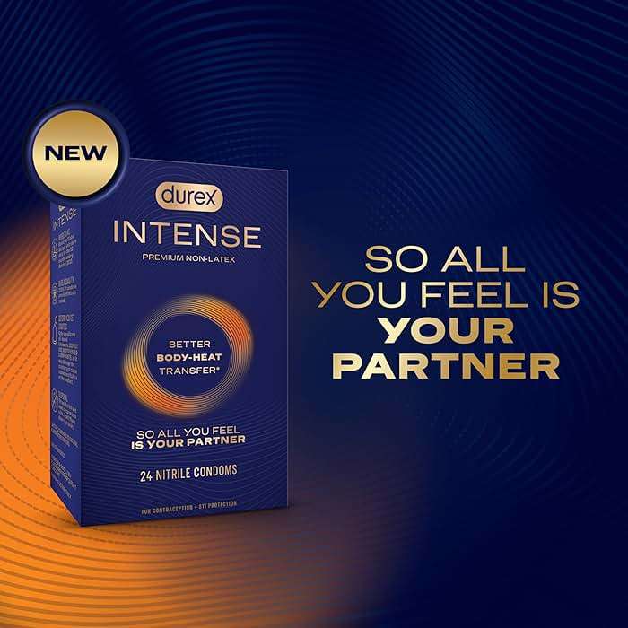 Durex Intense Nitrile Condoms, Ultra Thin Premium Non Latex Condoms Lubricated with Silicone Lube, 24 ct - Image 7