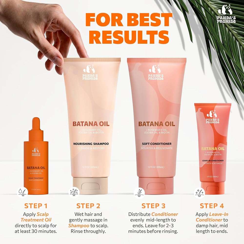 Panda's Promise Pure Batana Oil from Honduras Vegan & Cold-Pressed Blend with Rosemary & Castor Hydrating Hair Oil for Smooth, Soft and Shiny Hair For Men & Women 60 Day Supply - Image 6