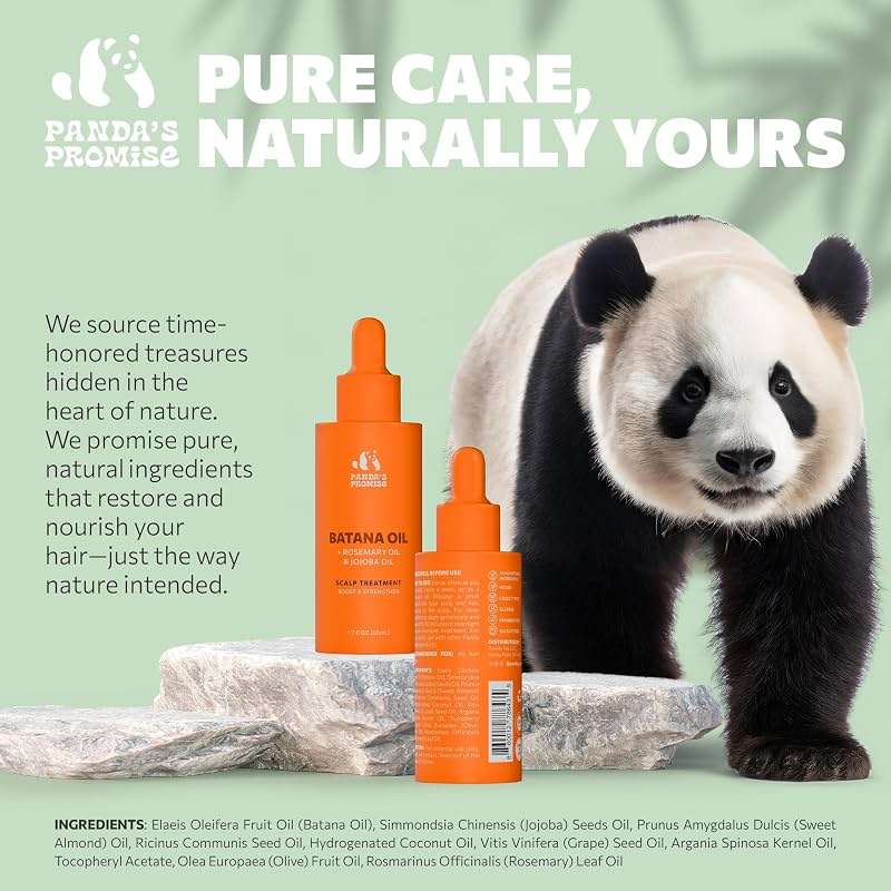 Panda's Promise Pure Batana Oil from Honduras Vegan & Cold-Pressed Blend with Rosemary & Castor Hydrating Hair Oil for Smooth, Soft and Shiny Hair For Men & Women 60 Day Supply - Image 7