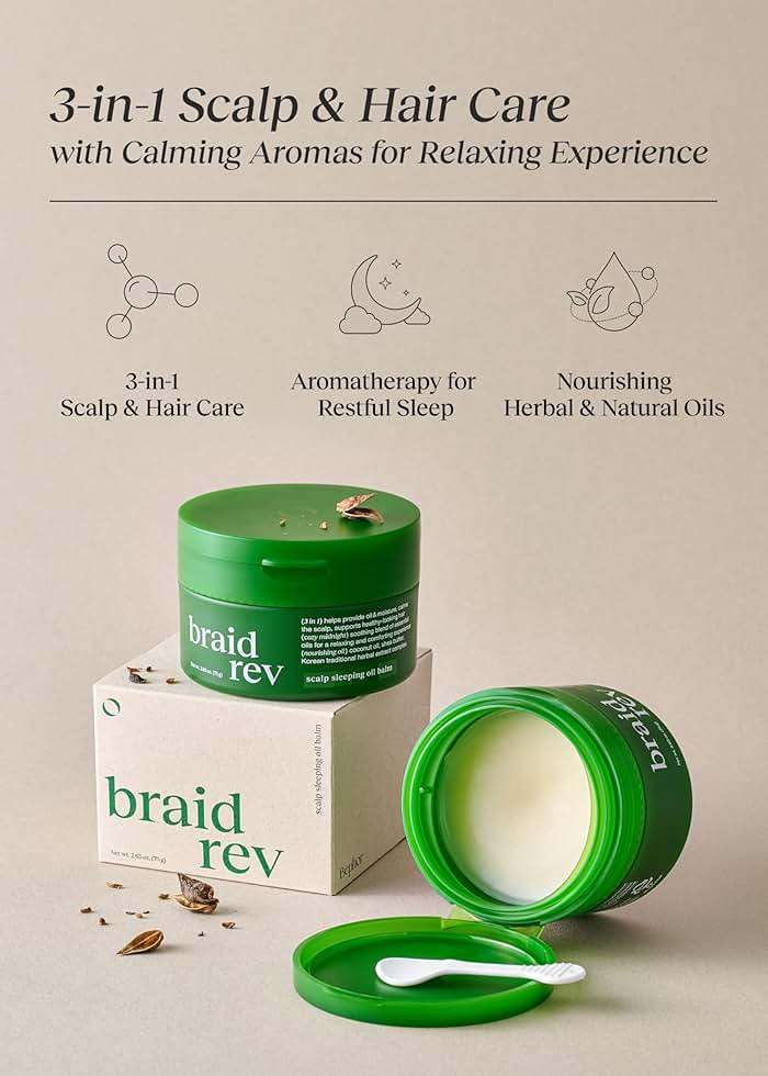 Bephor Braid Rev Scalp Sleeping Oil Balm, Korean Scalp Treatment, Balm-to-Oil Formula, Nourishing for Dry Scalp with Coconut & Shea Butter, Reduces Excess Sebum & Strengthens Hair Roots, 2.65 oz - Image 3