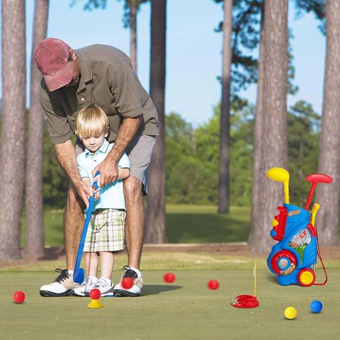 Jovizo Toddler Golf Set for Boys Girls 2 3 4 Years Old, Upgraded Kids Golf Cart with 3 Clubs & 8 Balls, Outdoor Indoor Sports Toys Birthday Gift, Blue - Image 2