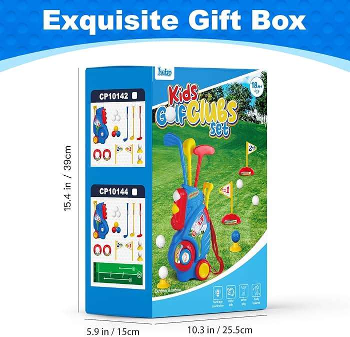 Jovizo Toddler Golf Set for Boys Girls 2 3 4 Years Old, Upgraded Kids Golf Cart with 3 Clubs & 8 Balls, Outdoor Indoor Sports Toys Birthday Gift, Blue - Image 9