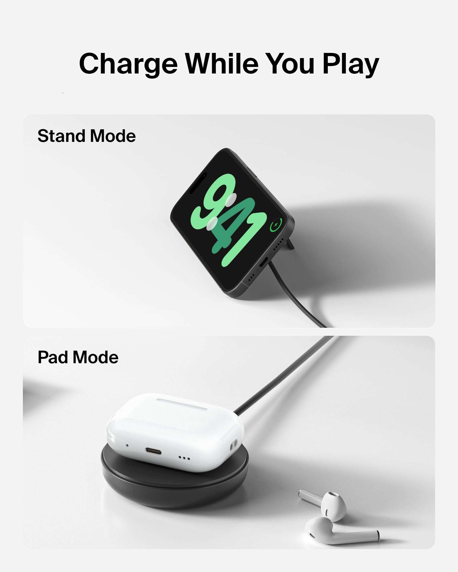 Belkin Magnetic Wireless Charging Pad Qi2 15W w/Kickstand - MagSafe-Compatible Qi2-Certified Wireless Charger for iPhone 17 Series, Samsung Galaxy S25 Series, AirPods (No PSU) - Black - Image 7