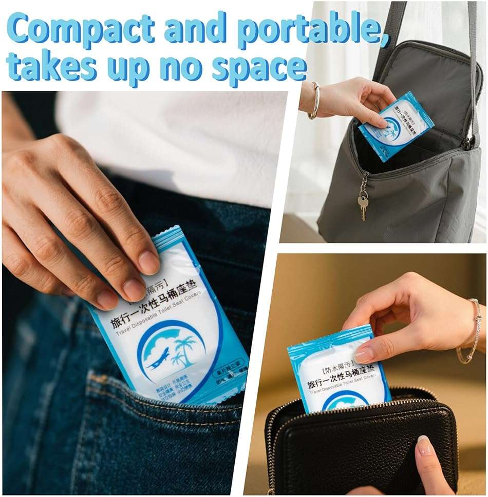 RAINFLOW Disposable Toilet Seat Cover - Plastic Toilet Seat Covers Waterproof Non-Slip Individually Wrapped Friendly Packing For Travel,Potty Training,Pregnant Moms & Adults,60 Pack - Image 6