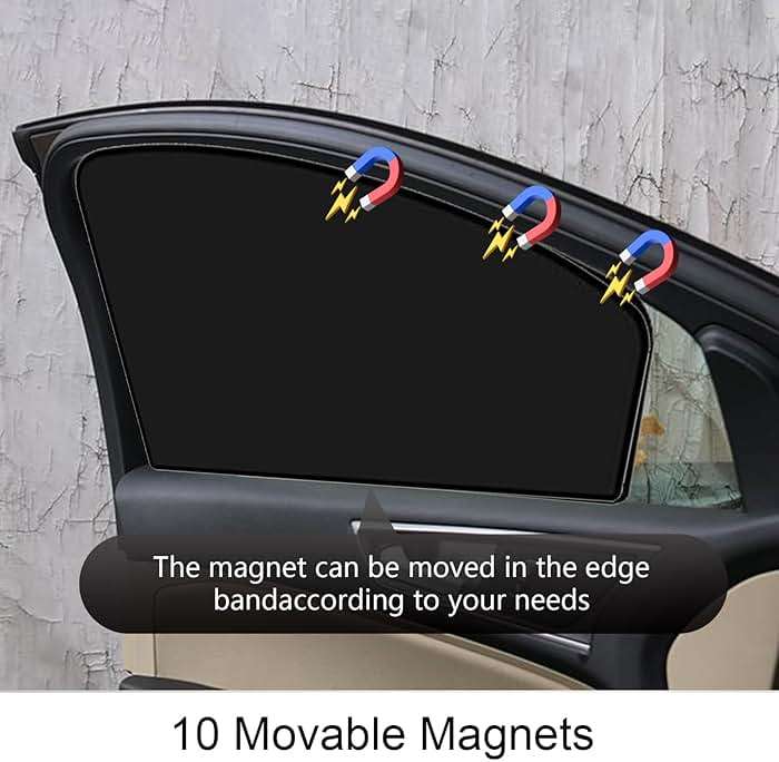 Merdege Pack of 4 Car Window Shade, Front Rear Side Window Protectors, 12.99x18.9x24.41 In/31.5x18.9 in Car Curtains Universal for Most Cars (Black) - Image 3
