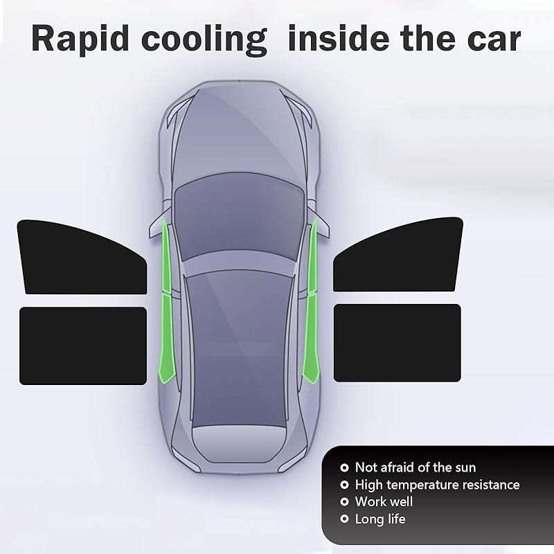 Merdege Pack of 4 Car Window Shade, Front Rear Side Window Protectors, 12.99x18.9x24.41 In/31.5x18.9 in Car Curtains Universal for Most Cars (Black) - Image 4