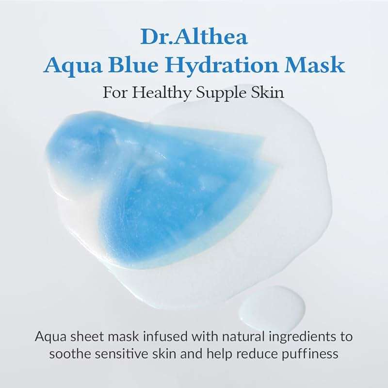 Dr.Althea Aqua Blue Hydration Mask | Reduce Facial Puffiness with Tannins | Sheet Mask for Long-Lasting Hydration | Vegan Korean Skincare (Pack of 4) - Image 2