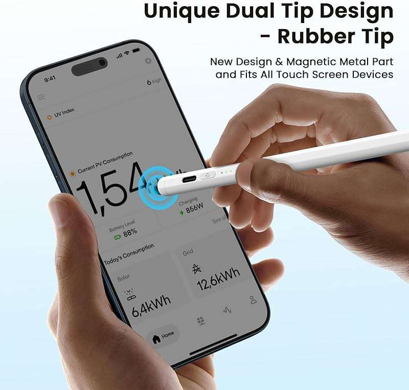 Hastraith Dual Tip Stylus Pen for iPad(2026-2018),13 Mins Fast Charge with Tilt Sensitivity and Palm Rejection for iPad 11/10/9/8/7/6th Gen,Air 7/6/5/4/3/M3/M2,Pro 13"/12.9"/11"/M4, Mini 7/6/5th,White - Image 4