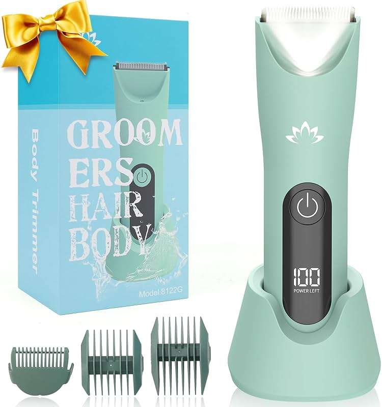Zesuti Electric Bikini Trimmer for Women,Electric Razors for Women,Cordless Pubic Hair Trimmer,IPX7 Waterproof & LED Display Mens Ball Trimmers Bikini Shaver for Underarm Leg Arm,Gifts Green - Image 1