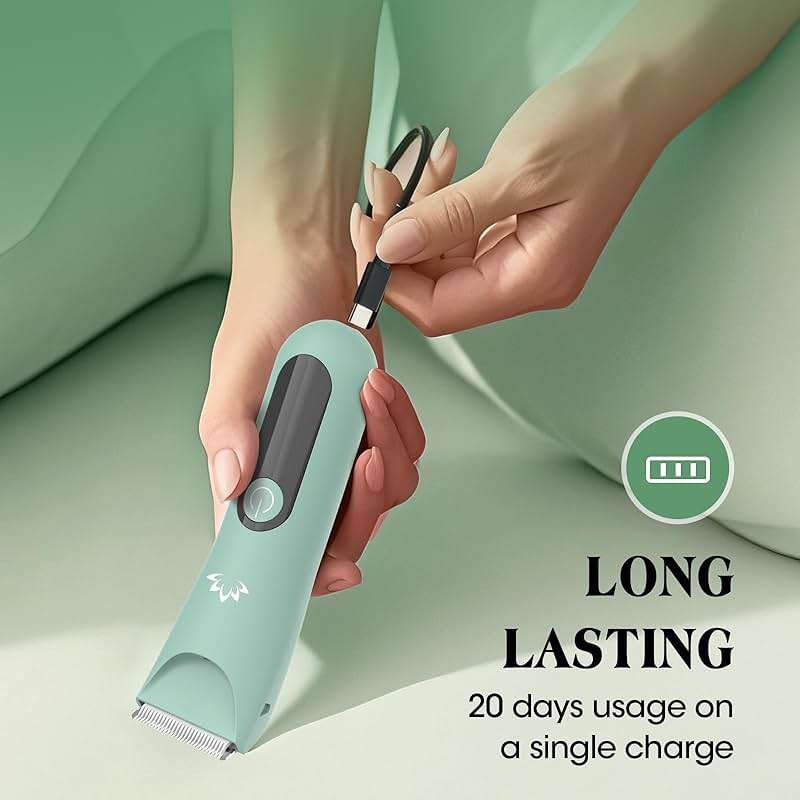 Zesuti Electric Bikini Trimmer for Women,Electric Razors for Women,Cordless Pubic Hair Trimmer,IPX7 Waterproof & LED Display Mens Ball Trimmers Bikini Shaver for Underarm Leg Arm,Gifts Green - Image 8