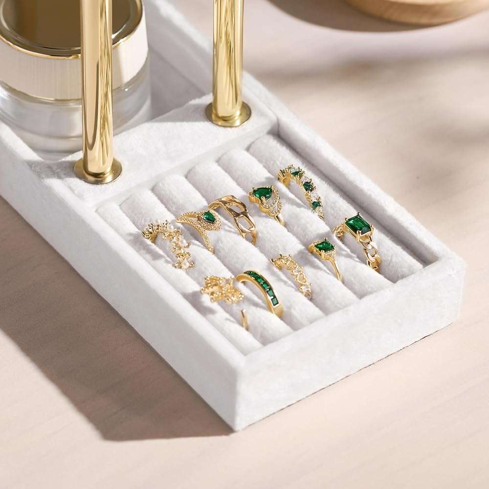 bussdis 2 Tier Bracelet Holder Display - Detachable T Bar White Velvet Bracelet Holder, Jewelry Holder Organizer for Bracelet, Necklace, Earrings, Rings - Image 7